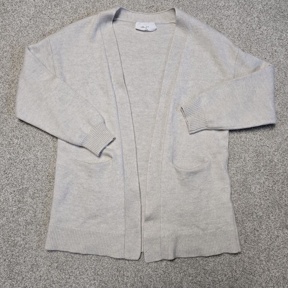 Wilfred Womens Merino Wool Open‎ Cardigan 3/4 Sleeve Sweater Cream Sz XS Warm